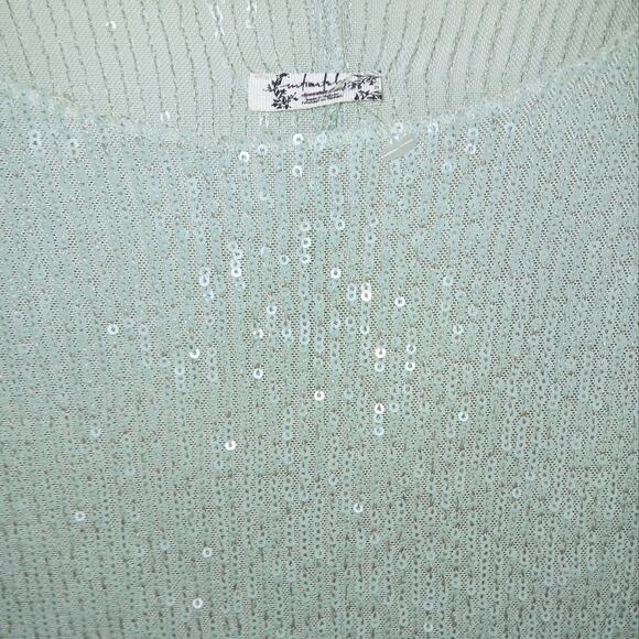 Free People | Intimately Women’s Small Gold Rush Sequin Long Sleeve | Blue NWOT - Picture 6 of 9